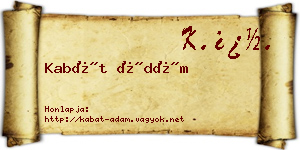 Kabát Ádám névjegykártya